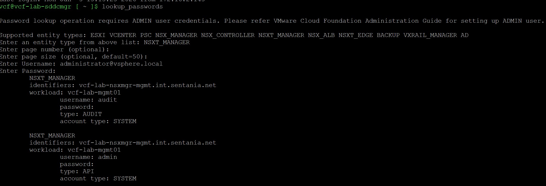VCF lookup_password utility