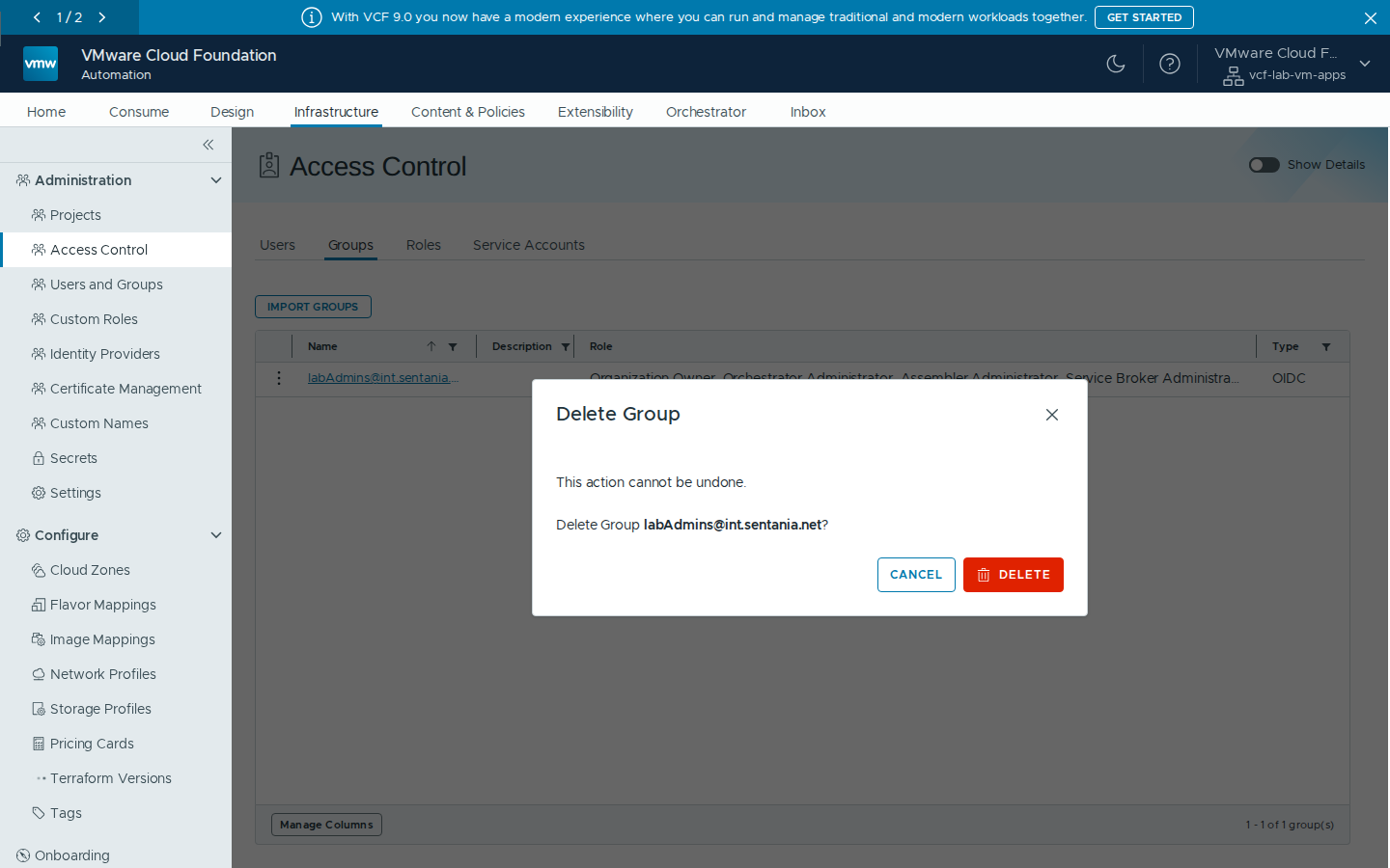 Deleting the mis-cased labAdmins group before re-importing it clean